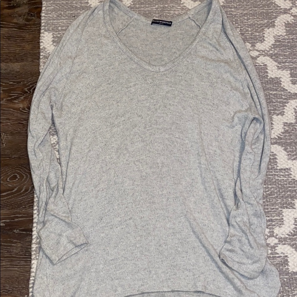 Soft gray V neck brandy Melville long sleeve